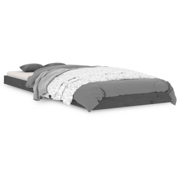 Estrutura cama pequena solteiro 75x190 cm pinho maciço cinzento M 2