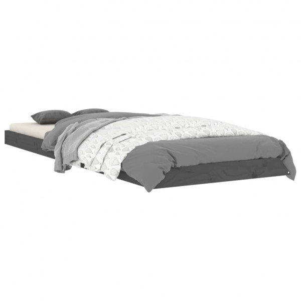 Estrutura cama pequena solteiro 75x190 cm pinho maciço cinzento M 3