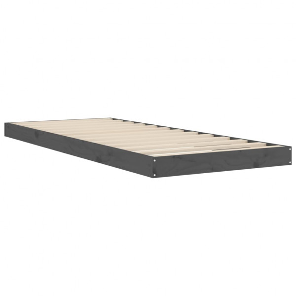 Estructura de cama madera maciza pino gris 75x190 cm M 4