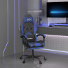 Silla gaming giratoria y reposapiés cuero sintético negro azul 1