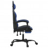Silla gaming giratoria y reposapiés cuero sintético negro azul 4