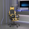 Silla gaming giratoria reposapiés cuero sintético negro dorado 1