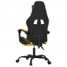 Silla gaming giratoria reposapiés cuero sintético negro dorado 5