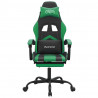 Silla gaming giratoria y reposapiés cuero sintético negro verde 3