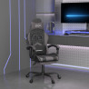 Silla gaming giratoria y reposapiés cuero sintético negro gris 1