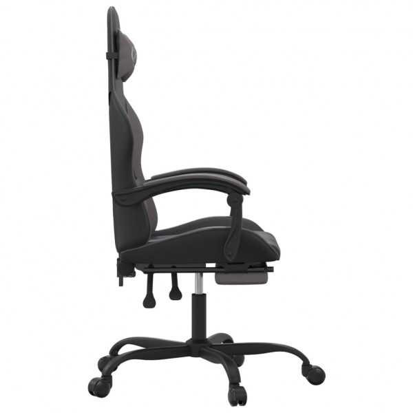 Silla gaming giratoria y reposapiés cuero sintético negro gris M 4