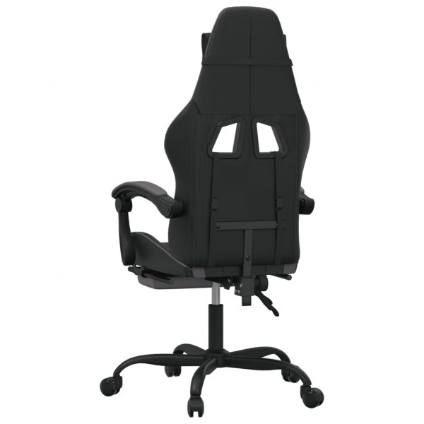 Silla gaming giratoria y reposapiés cuero sintético negro gris M 5
