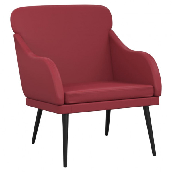 Sillón de cuero sintético rojo tinto 63x76x80 cm M 2