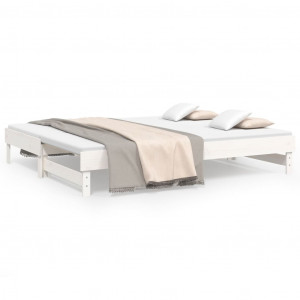 Sofá-cama de puxar 2x(100x200) cm madeira pinho maciça branco H