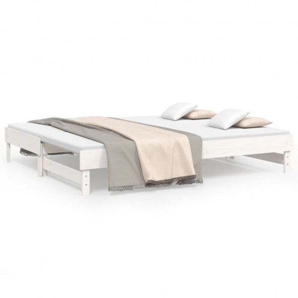 Sofá-cama de puxar 2x(100x200) cm madeira pinho maciça branco M 2