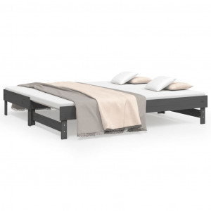 Estrutura sofá-cama de puxar 2x(90x190) cm pinho maciço cinza H