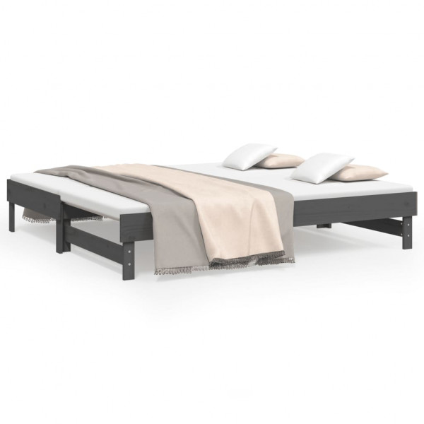 Estrutura sofá-cama de puxar 2x(90x190) cm pinho maciço cinza M 2