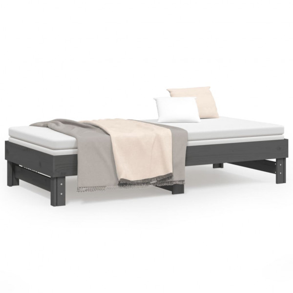 Sofá cama extraíble madera maciza de pino gris 2x(90x190) cm M 5