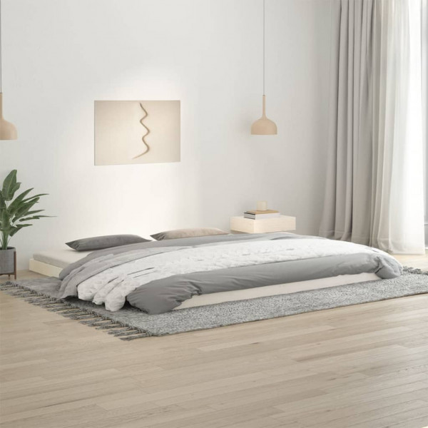 Estructura de cama de madera maciza de pino blanco 200x200 cm D