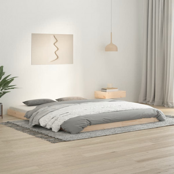Estructura de cama de madera maciza de pino 160x200 cm D