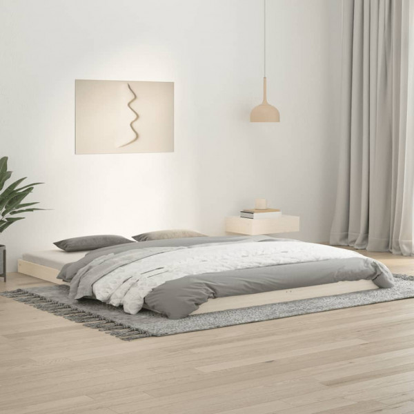 Estructura de cama de madera maciza de pino blanco 160x200 cm D