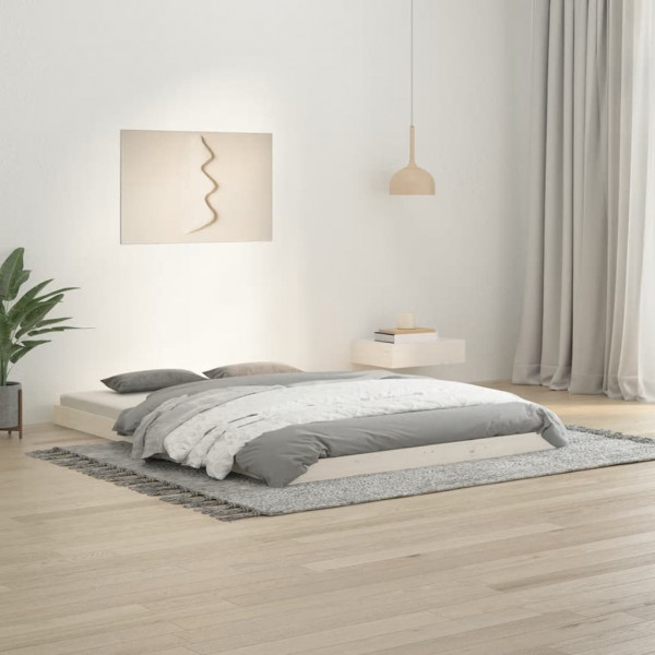 Estructura de cama madera maciza de pino blanco 135x190 cm D