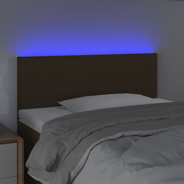 Cabeceira de cama c/ luzes LED tecido 80x5x78/88 cm castanho M 3