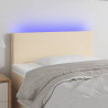 Cabeceira de cama c/ luzes LED tecido 80x5x78/88 cm cor creme 1