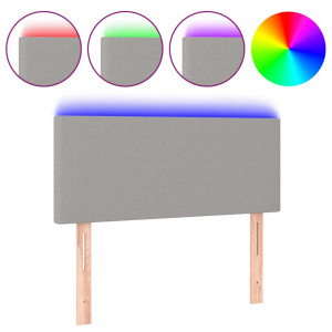 Cabeceira de cama c/ luzes LED tecido 90x5x78/88 cm cinza-claro H