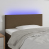 Cabeceira de cama c/ luzes LED tecido 90x5x78/88 cm castanho 1