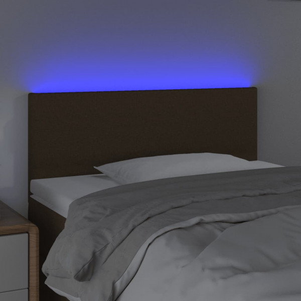 Cabeceira de cama c/ luzes LED tecido 90x5x78/88 cm castanho M 3