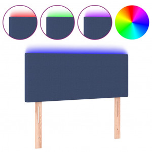Cabeceira de cama c/ luzes LED tecido 90x5x78/88 cm azul H