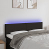 Cabeceira de cama c/ luzes LED tecido 144x5x78/88 cm preto 1