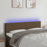 Cabeceira de cama c/ luzes LED tecido 144x5x78/88 cm castanho 1