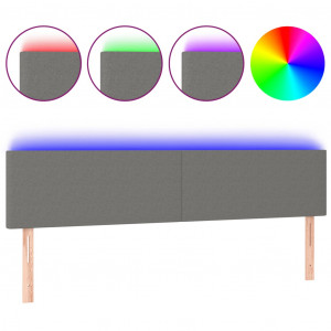 Cabeceira de cama c/luzes LED tecido 160x5x78/88cm cinza-escuro H