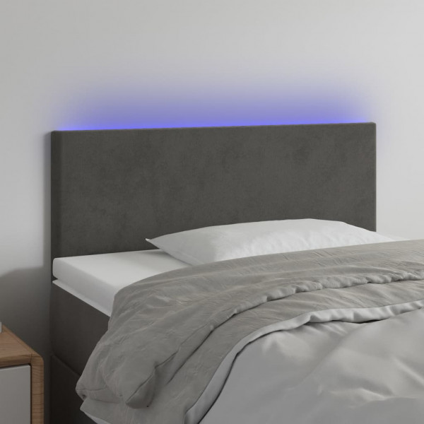 Cabecero con LED de terciopelo gris oscuro 80x5x78/88 cm D