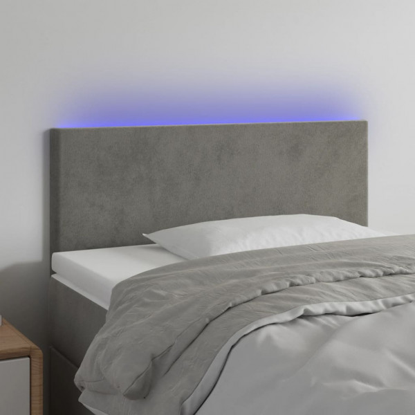 Cabecero con LED de terciopelo gris claro 90x5x78/88 cm D