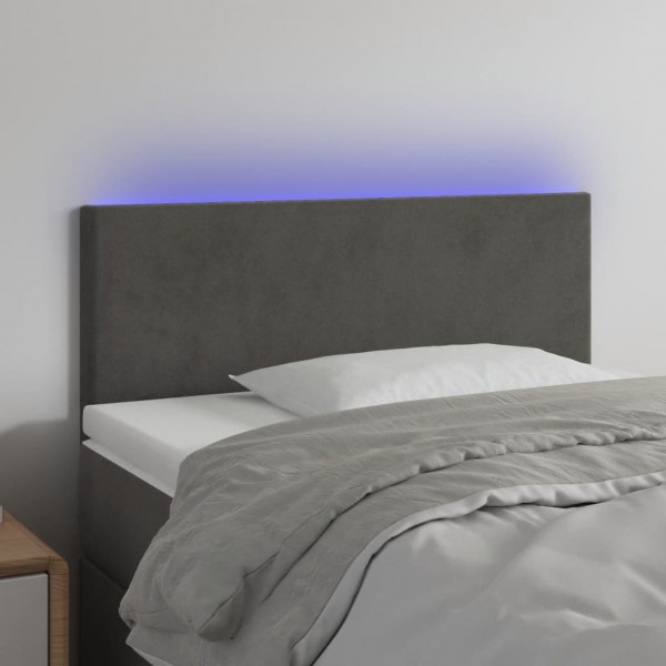 Cabecero con LED de terciopelo gris oscuro 90x5x78/88 cm D