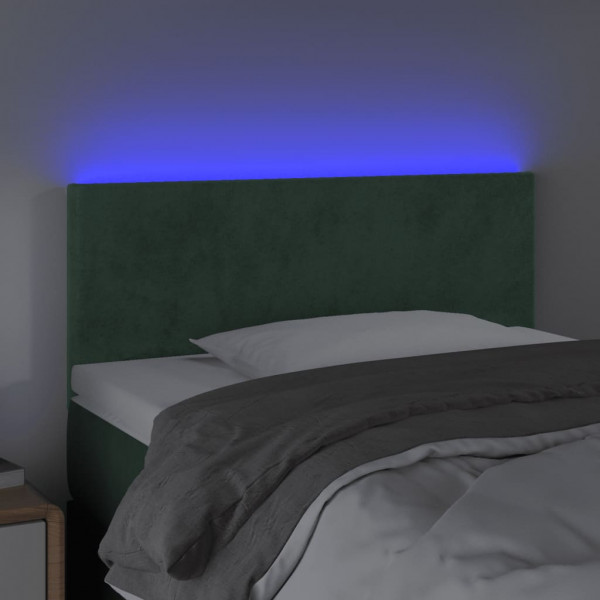 Cabeceira de cama c/ luzes LED veludo 90x5x78/88cm verde-escuro M 3