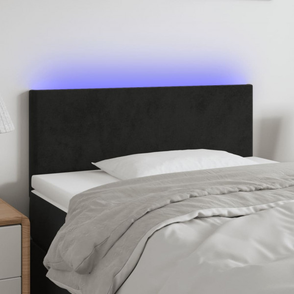 Cabecero con LED de terciopelo negro 100x5x78/88 cm D