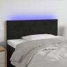 Cabeceira de cama c/luzes LED veludo 100x5x78/88 cm preto 1