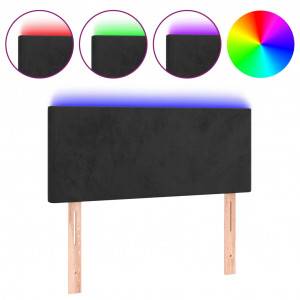 Cabeceira de cama c/luzes LED veludo 100x5x78/88 cm preto H