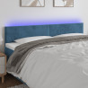 Cabeceira de cama c/ luzes LED veludo 200x5x78/88cm azul-escuro 1