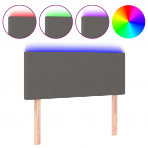 Cabecero con LED cuero sintético gris 80x5x78/88 cm H