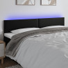 Cabeceira de cama c/ LED couro artificial 200x5x78/88 cm preto 1