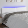 Cabeceira de cama c/ LED couro artificial 200x5x78/88 cm branco 1