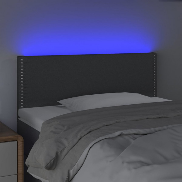 Cabeceira de cama c/ luzes LED tecido 80x5x78/88cm cinza-escuro M 3