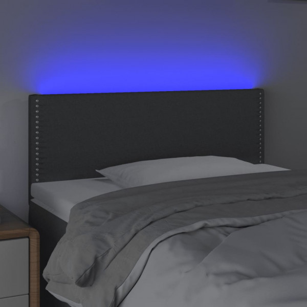 Cabeceira de cama c/ luzes LED tecido 90x5x78/88cm cinza-escuro M 3