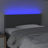 Cabeceira de cama c/ luzes LED tecido 90x5x78/88cm cinza-escuro 3
