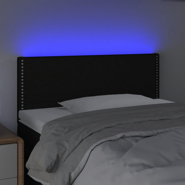 Cabeceira de cama c/ luzes LED tecido 100x5x78/88 cm preto M 3