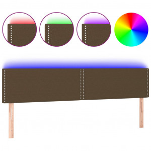 Cabeceira de cama c/ luzes LED tecido 160x5x78/88 cm castanho H