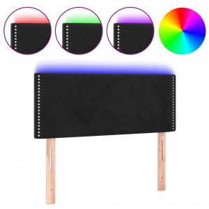Cabeceira de cama c/ luzes LED veludo 80x5x78/88 cm preto H