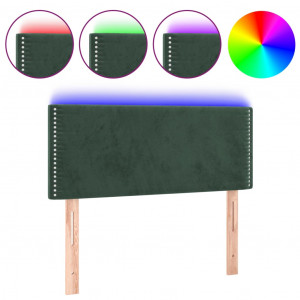 Cabeceira de cama c/ luzes LED veludo 80x5x78/88cm verde-escuro H