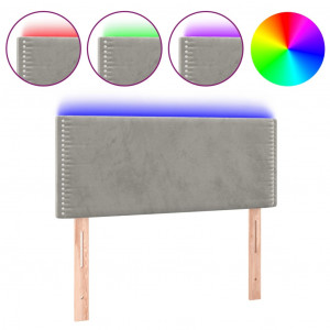 Cabeceira de cama c/ luzes LED tecido 90x5x78/88 cm cinza-claro H