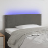 Cabeceira de cama c/ luzes LED tecido 90x5x78/88cm cinza-escuro 1